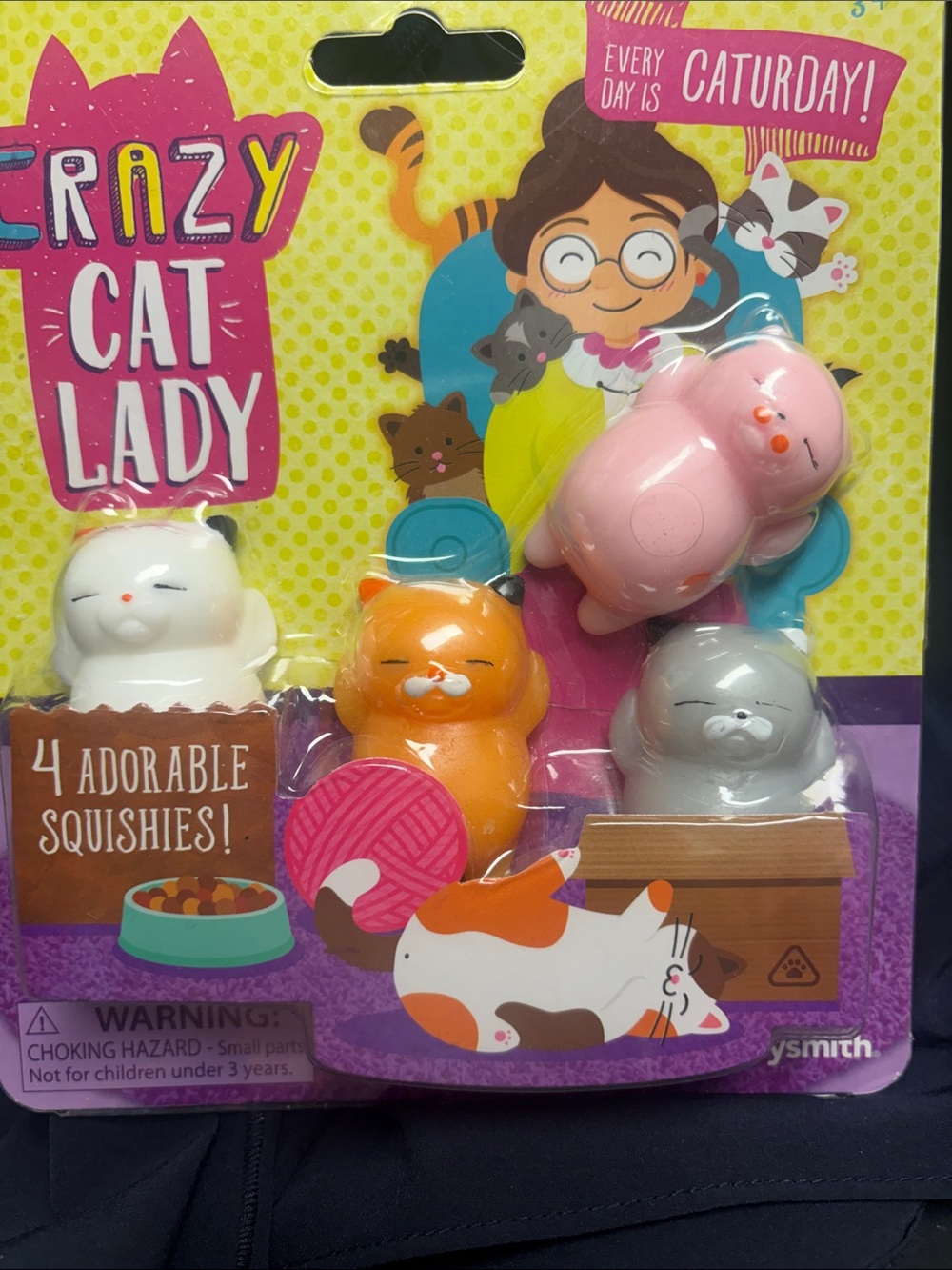Toy SMITH Crazy Cat Lady Squishy Set - White, Orange, Pink, Gray